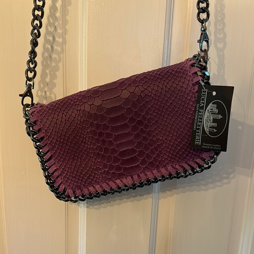 Purple leather purse with Chain Strap